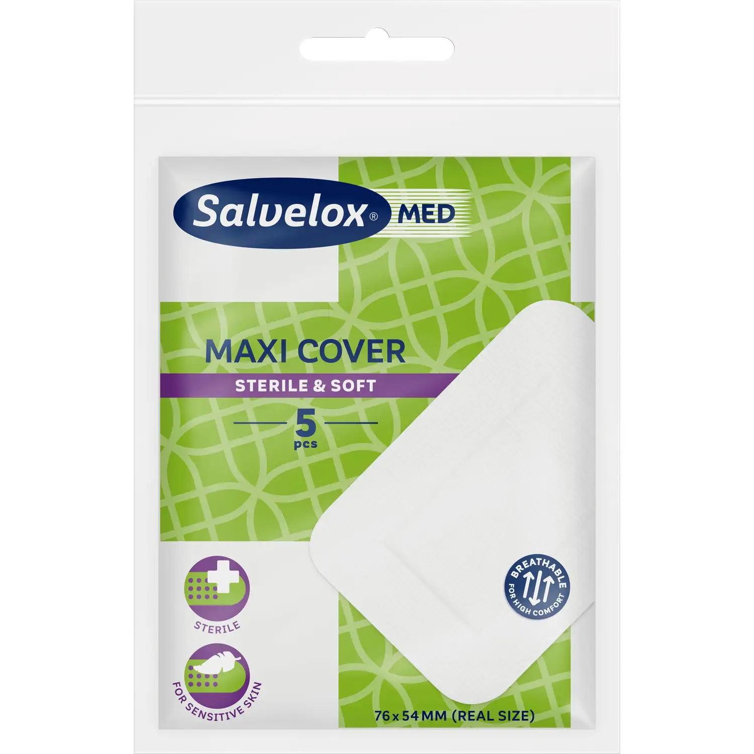 Salvelox Maxi Cover Maxi Dressings stériles 76mmx54mm 5 Unités