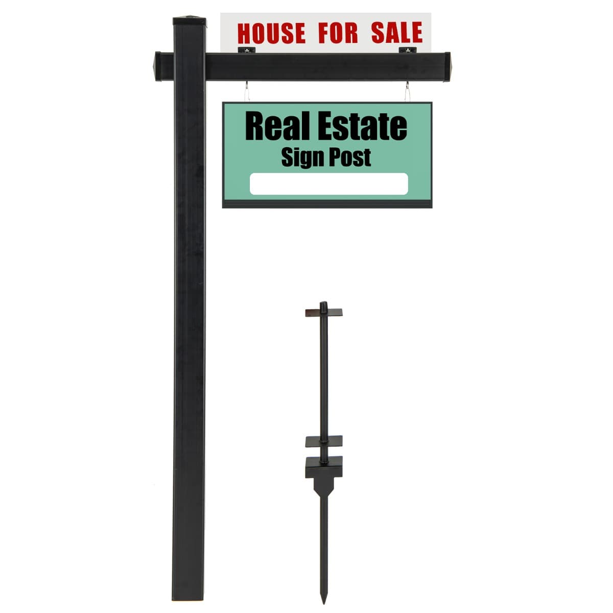 CostwayPoteau de Signalisation en UPVC 183 cm pour Panneau Immobilier Support de Poteaux Bras de 91 cm (Panneau non inclus) Noir