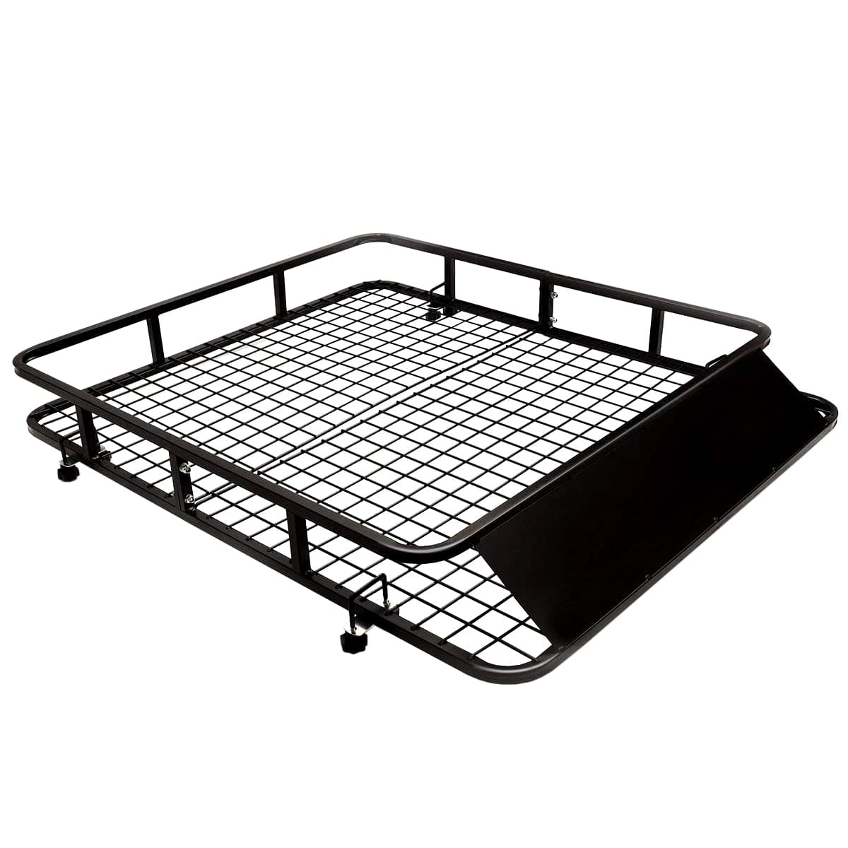 CostwayPorte-Bagages de Toit pour Voiture en Métal 122,5x102CM avec Déflecteur d’Air Capacité 75 KG Noir Accessoires Automobiles