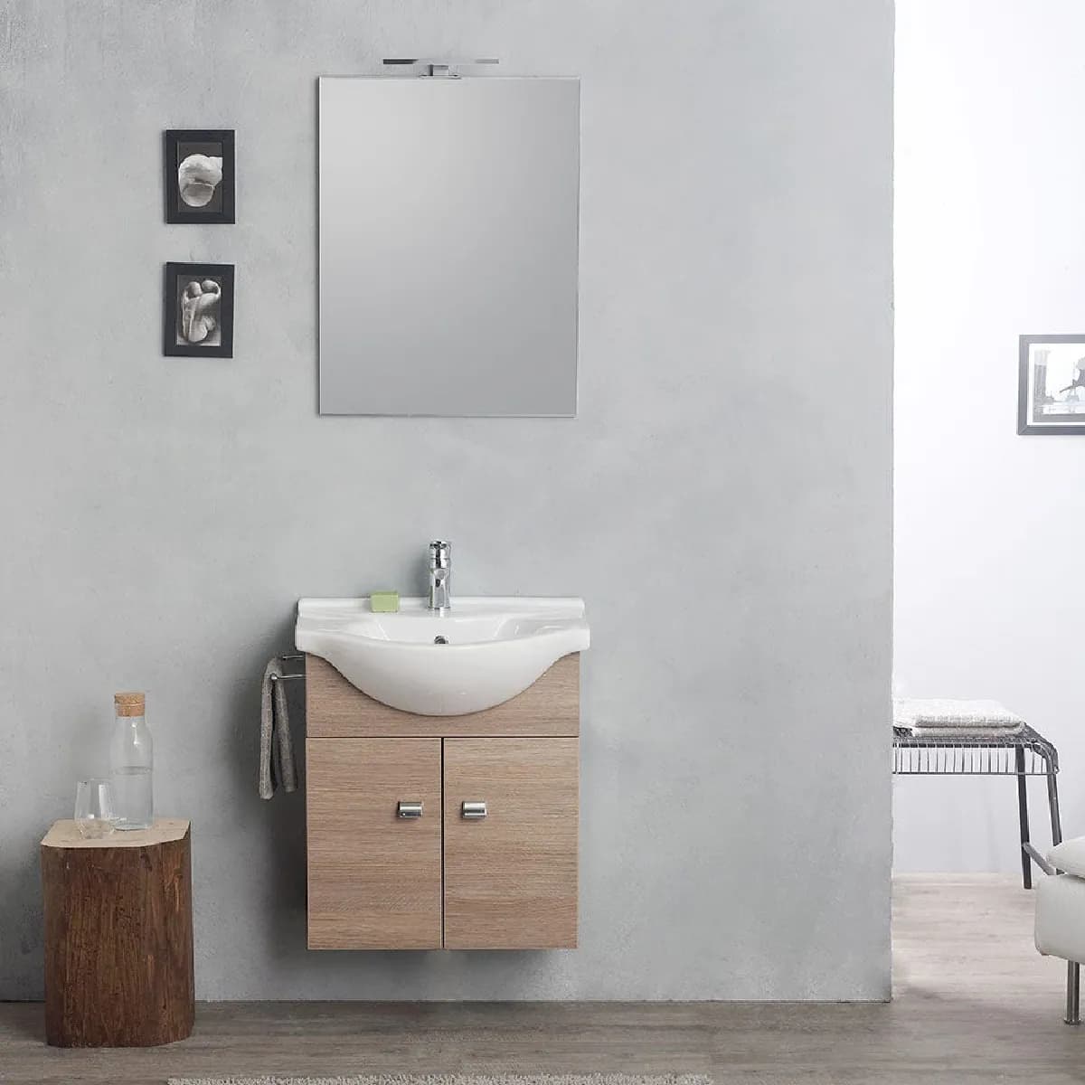Kiamami valentina Ensemble meuble salle de bain suspendu - Chêne