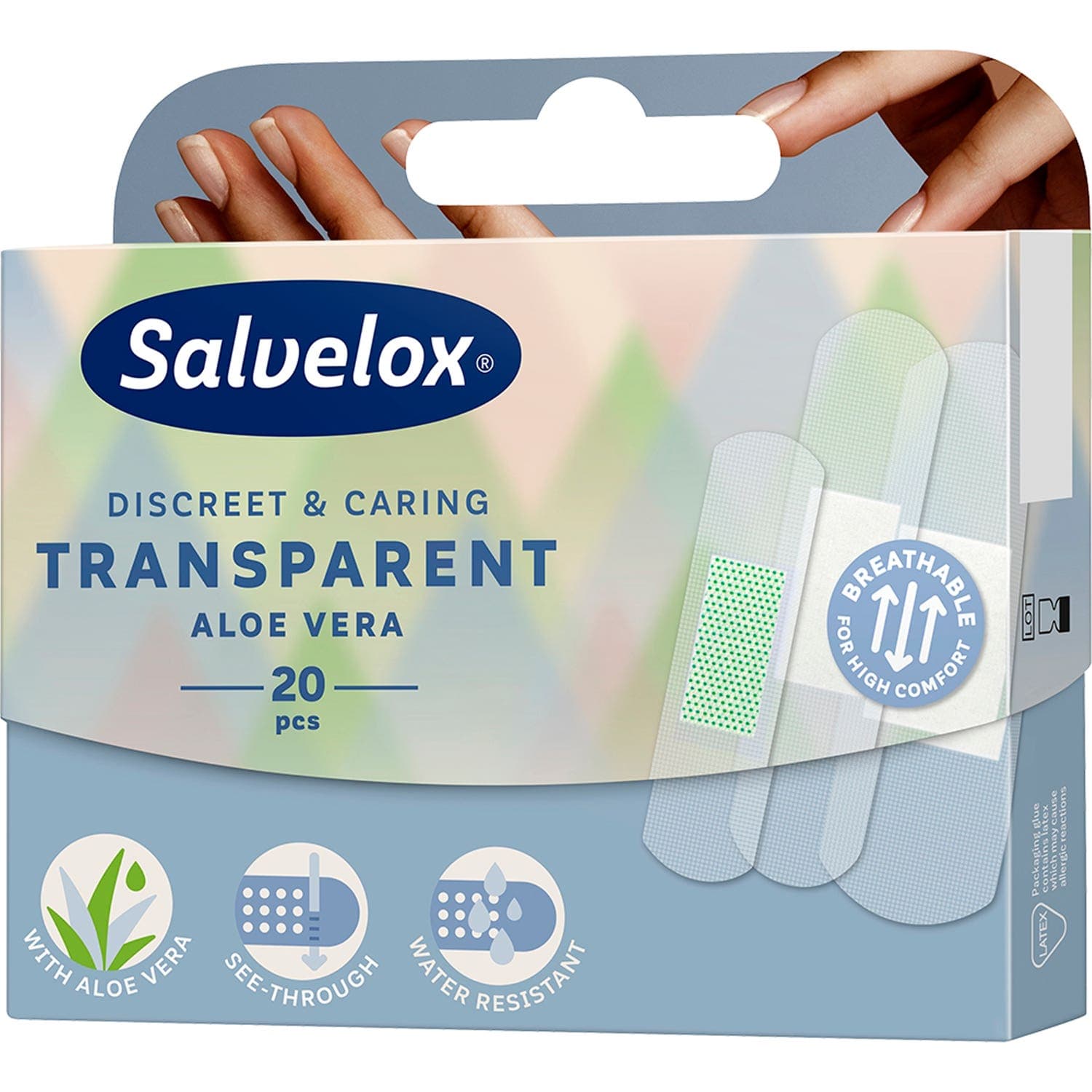 Salvelox Pansement adhésif transparent à l'aloe vera 20 Unités